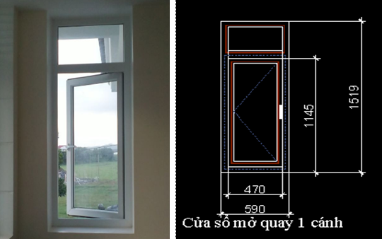 kích thước cửa sổ 1 cánh